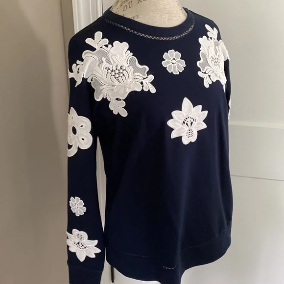 Victoria Beckham for Target Navy Floral Long Sleeve size small - Picture 2 of 5